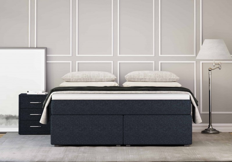 Boxspringbett Headless King marineblau