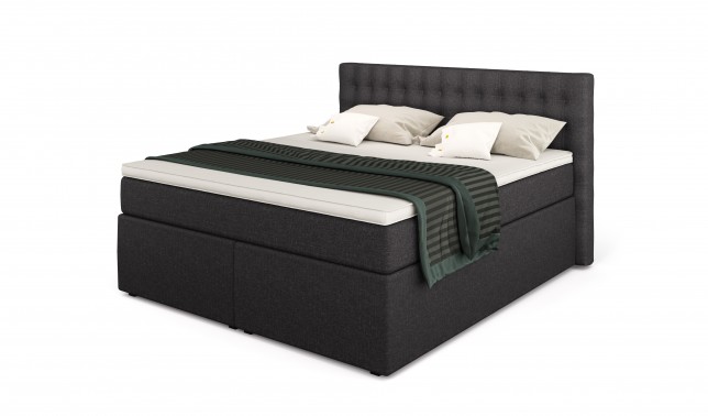 King Boxspringbett mit TFK-Matratze und Topper in div. Größen und Farben - Größe 180x210 cm - Farbe Anthrazit  - Härtegrad H2  - Topper Viscoschaum-Topper 