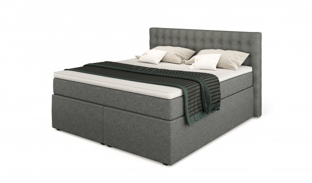 King Boxspringbett mit TFK-Matratze - Größe 140/200 cm  - Farbe Hellgrau - Härtegrad H3  - Topper Viscoschaum-Topper 
