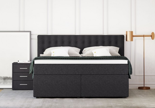 Betten Jumbo King Boxspringbett - Größe 180/200 cm - Farbe Anthrazit - Härtegrad H3 - Topper Premium-Pocket-Air-Topper